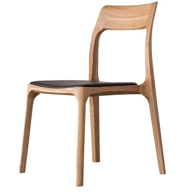 Disegni personalizzati Stile di design Elegante Sedile da pranzo in legno massello nordico con sedile in pelle in PU