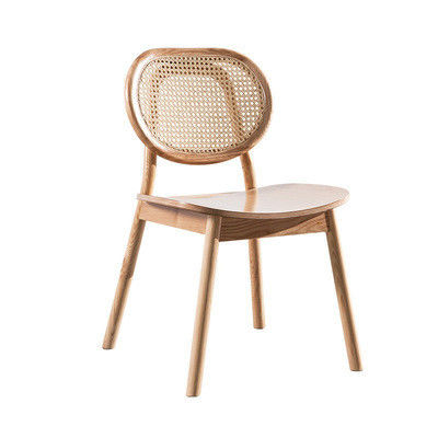 Vintage Luxury Hotel Rattan Mobile in legno massello Sedile da pranzo per ristorante in nero