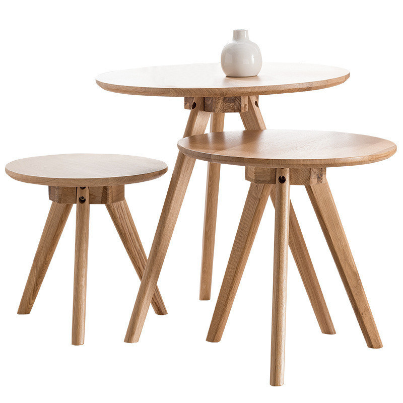 Tavolo da caffè in legno massello rotondo di design moderno per soggiorno W32/40/50*D32/40/50*H30/40/51CM