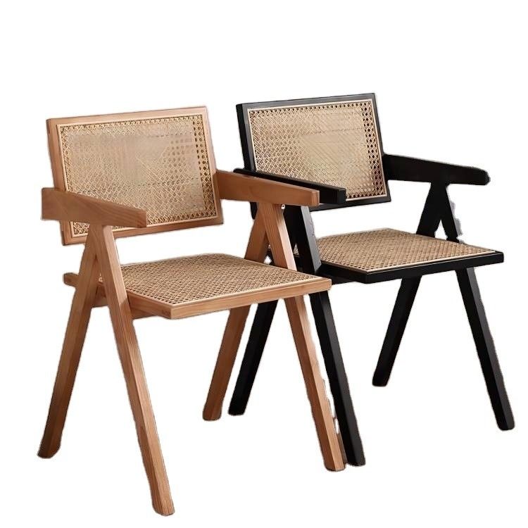 Morden Dining Fruniture Sedile da pranzo specifico per giardino vintage Canne Rattan Vicker Poltrona in legno in sala da pranzo dell'hotel