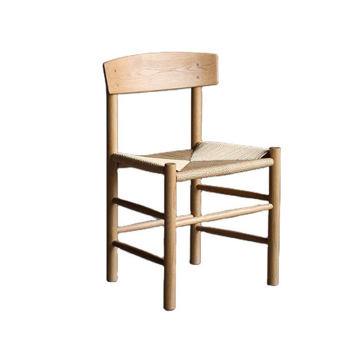 Sedile da pranzo in legno massello a schiena bassa rotonda Sedile di rotino con concetto di design moderno e tradizionale