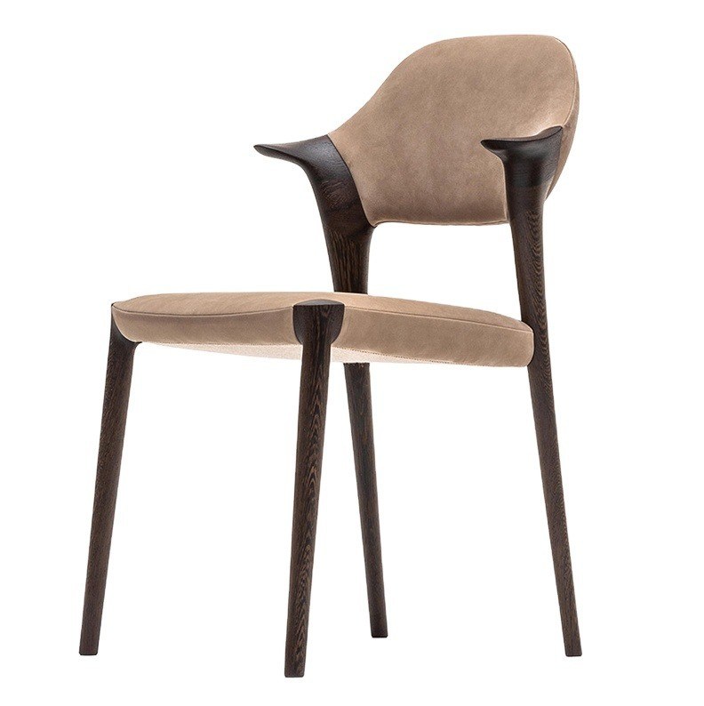 Migliora il tuo spazio da pranzo con sedie da pranzo in legno massello moderne italiane braccioli in pelle nera/marrone o velluto di pelle di cervo