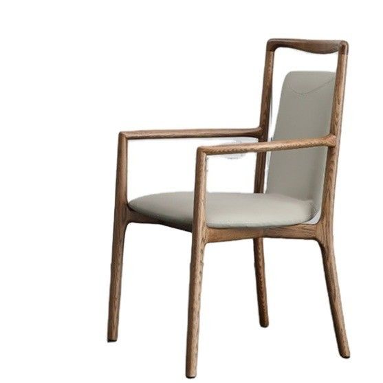 Home Arredamento Generale Design Italiano Moderno Legno Massello PU Pelle Sala da pranzo Sedia ristorante con appoggio braccio