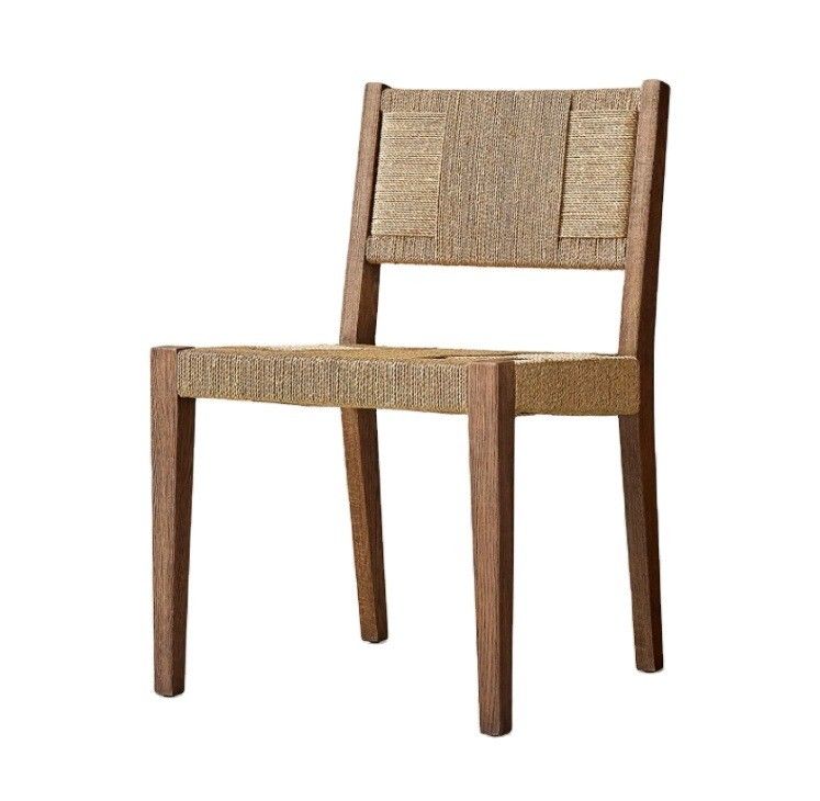 Finitura naturale Nitrolacquer Legno massello tessuto a corda di quercia Sedile da pranzo per ristorante o poggiabraccia di design giapponese moderno