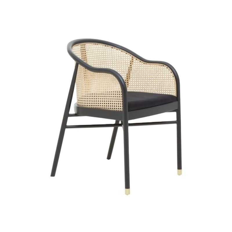 Poltrona elegante semplice in cuoio PU/tessuto e rotano Sala da pranzo Mobile soggiorno Ristorante Copertura stile giapponese Poltrona in legno moderna