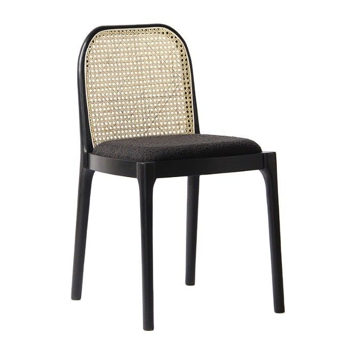 Sedile da pranzo in lana di agnello/vetto di rattan W47*D50*H78CM Legno moderno di lusso per mobili da soggiorno