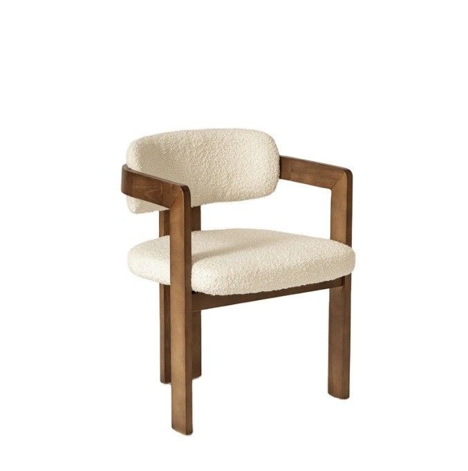 Materiale di velluto verde / lana di agnello Sedile da pranzo in legno massello moderno per mobili di lusso