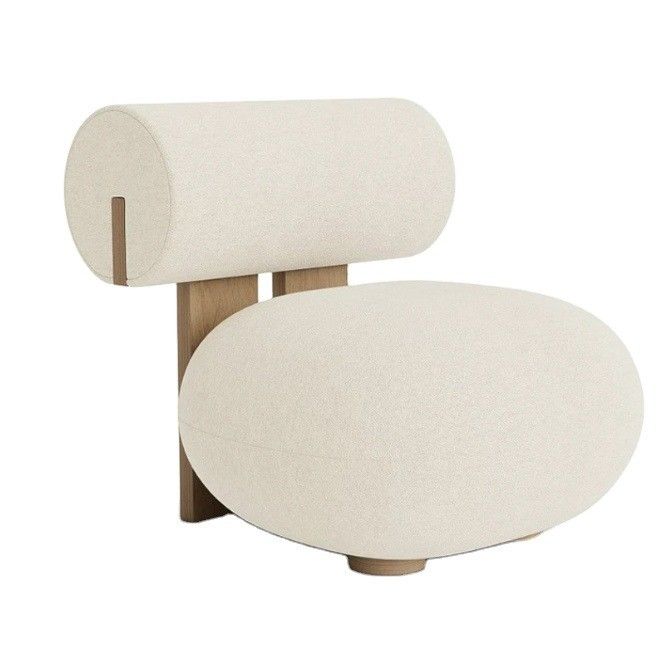 Sedile da soggiorno con gambe in legno creativo stile moderno in legno per il tempo libero sedile divano singolo in lana di agnello W70*D81*H71CM