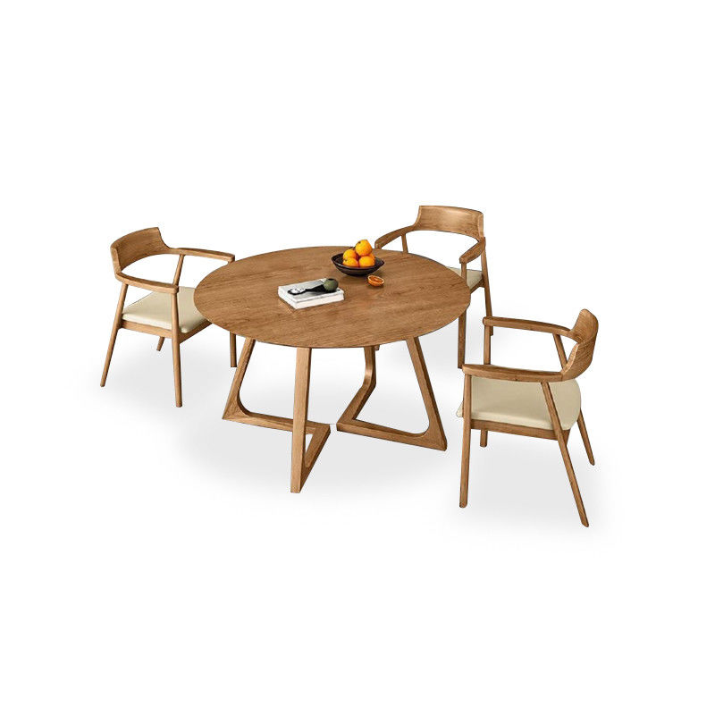 Nitrolacquer Finish Stile Nordico Tavolo da pranzo in legno massello Set senza disegno pieghevole e mobili da pranzo
