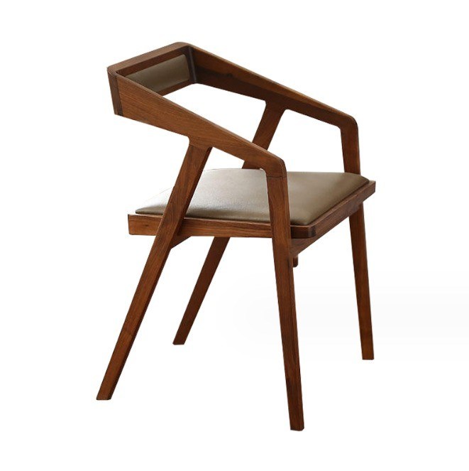 Home Arredamento Moderno Design Nordico Sedile da pranzo in legno massello e cuoio PU