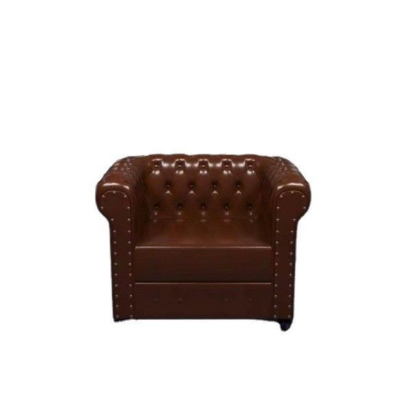 Moderno design nordico Sedile in legno massello e cuoio PU per soggiorno a un posto Divano