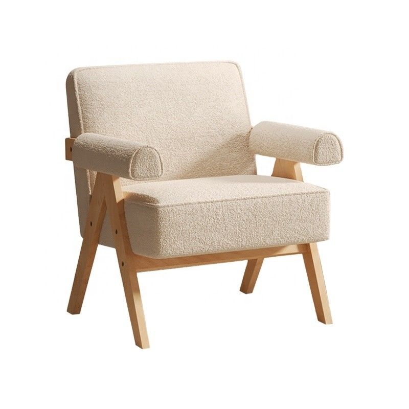 Arredamento contemporaneo per il soggiorno Moderno telaio in legno massello in pelle Sedia divano in legno singolo opzionale W70*D70*H80CM