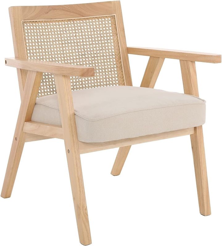 Sedie in legno per soggiorno e hotel Moderno design Sedile morbido Sedile da pranzo in legno massello di rattan