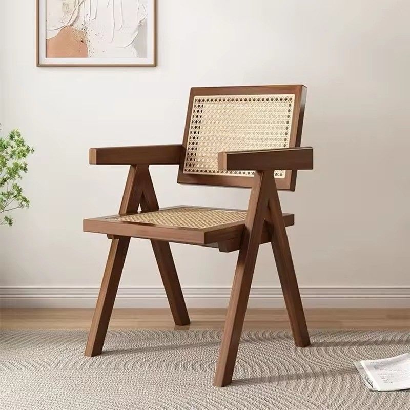 Legno massello e tappeteria di rattan Sedile da pranzo nordico per ristoranti Design di mobili per la casa moderna